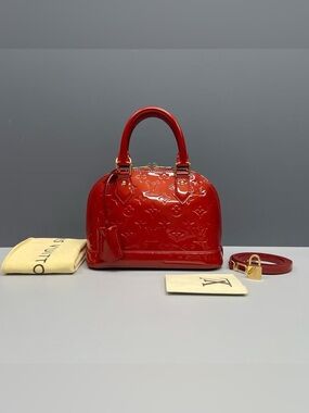 Louis Vuitton Cherry Red Vernis Alma Handbag